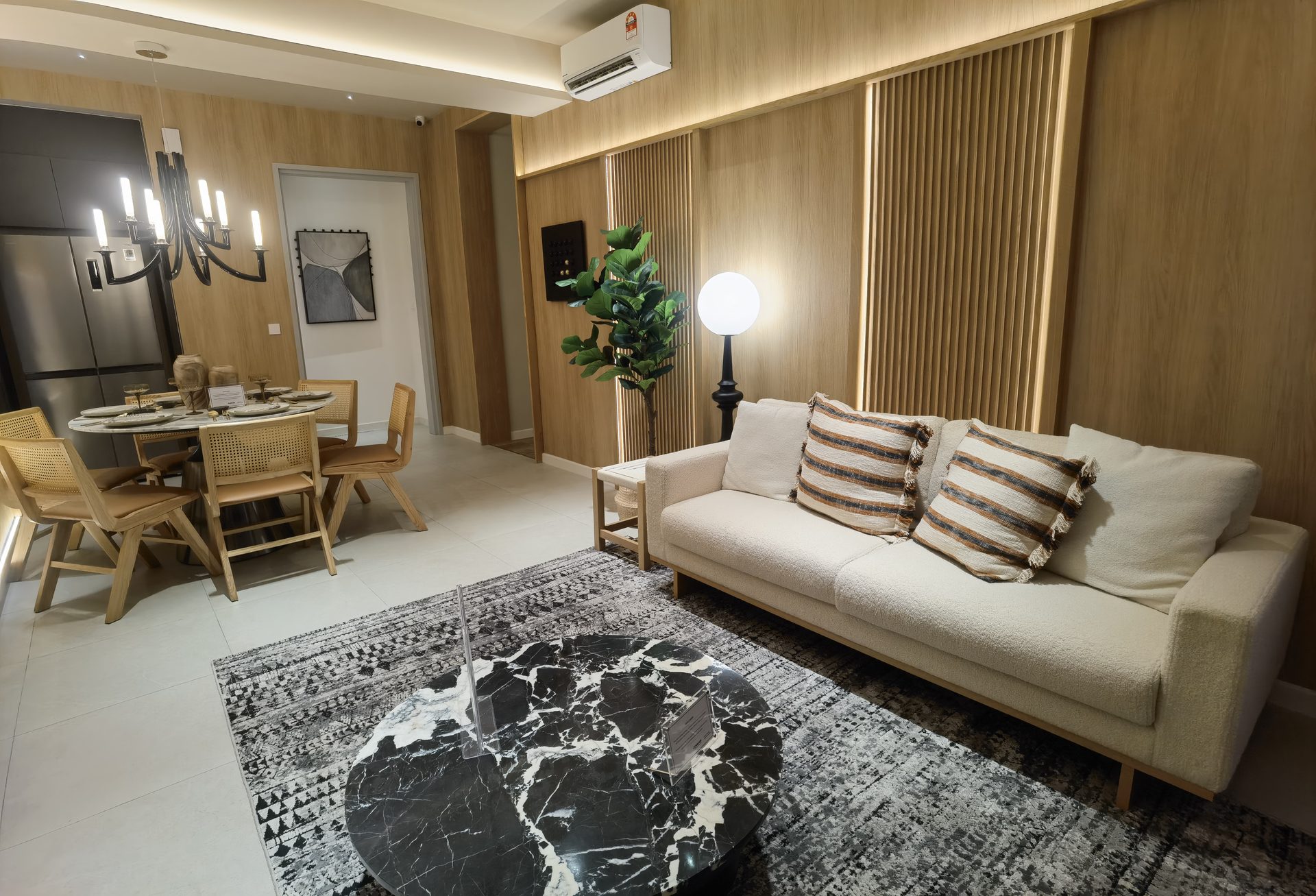 Aricia Residences show unit — living and dining, actual photo