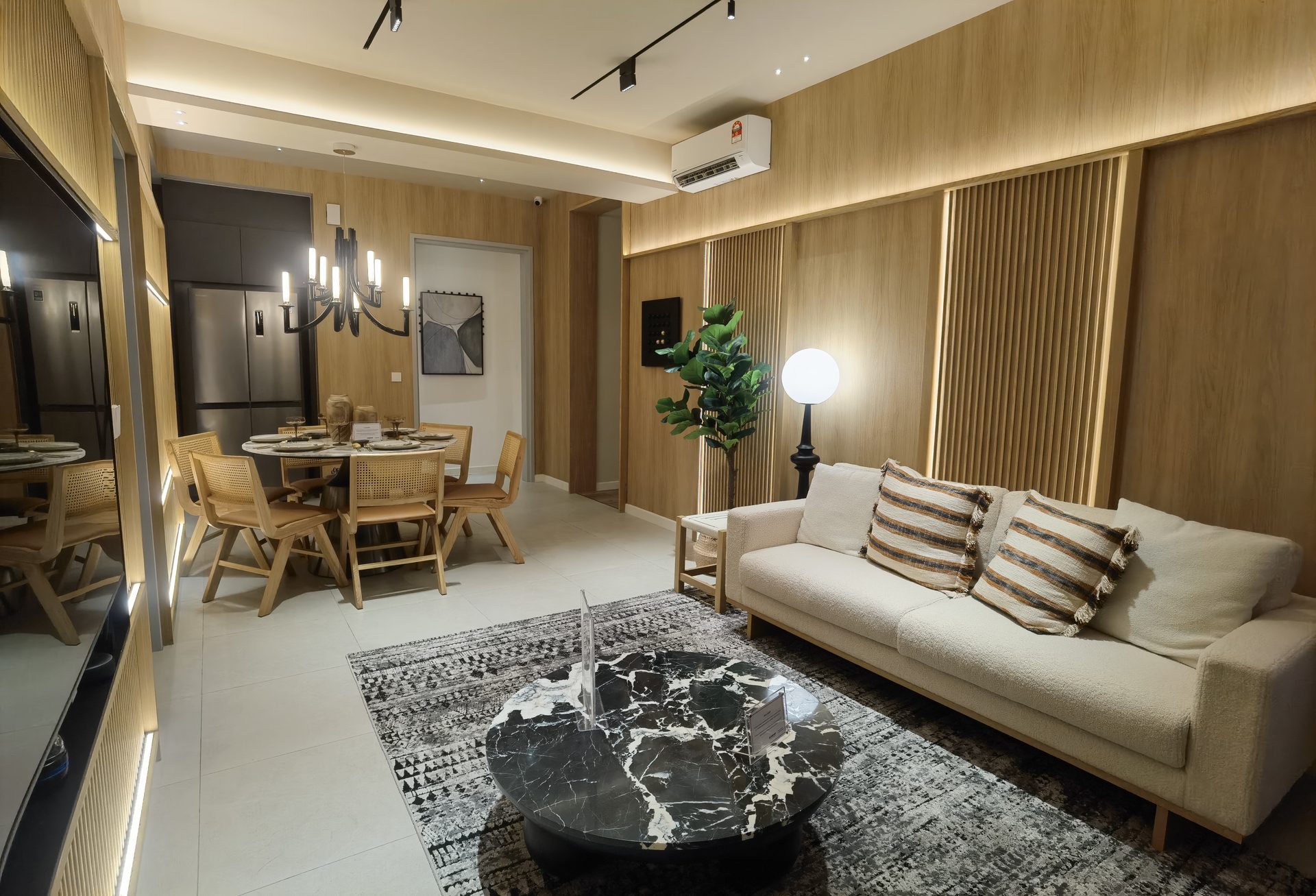 Aricia Residences show unit — living and dining area, actual photo